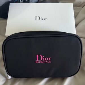 Dior Black Cosmetic Bag with Pink Logo